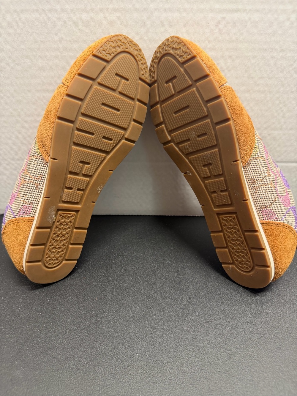 C Women’s Mustard Suede & Multicolor Pattern Sneakers - Picture 5 of 8